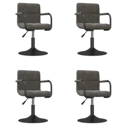 Chaises pivotantes à manger lot de 4 gris foncé velours 2