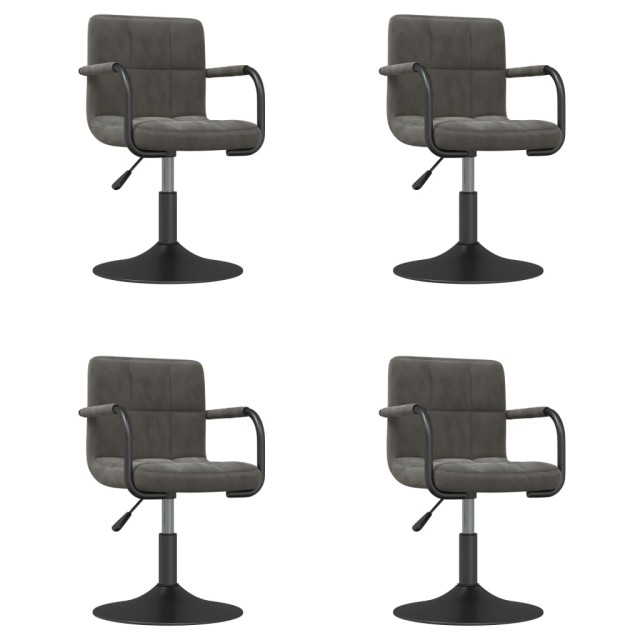Chaises pivotantes à manger lot de 4 gris foncé velours