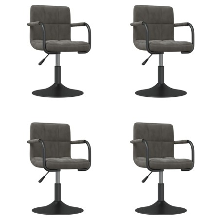 Chaises pivotantes à manger lot de 4 gris foncé velours