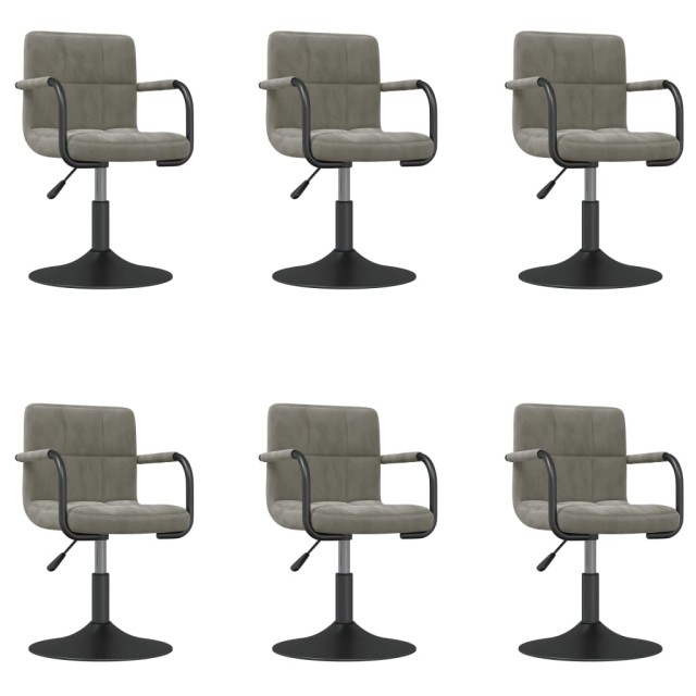 Chaises pivotantes à manger lot de 6 gris clair velours