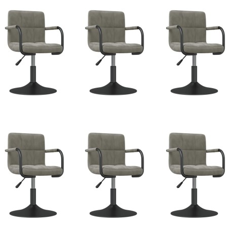 Chaises pivotantes à manger lot de 6 gris clair velours
