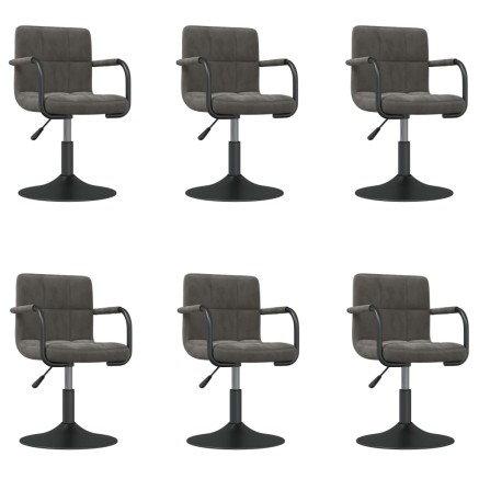 Chaises pivotantes à manger lot de 6 gris foncé velours 2
