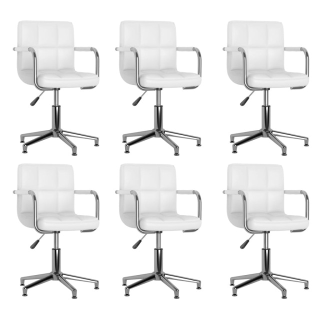 Chaises à manger pivotantes lot de 6 blanc similicuir