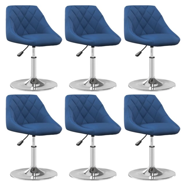 Chaises pivotantes à manger lot de 6 Bleu Velours