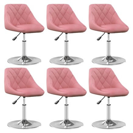 Chaises pivotantes à manger lot de 6 Rose Velours
