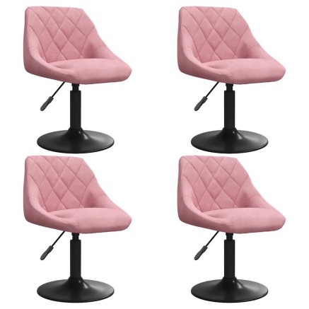 Chaises pivotantes à manger lot de 4 rose velours 2
