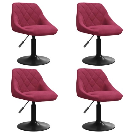 Chaises à manger pivotantes lot de 4 rouge bordeaux velours 2