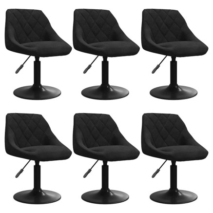 Chaises pivotantes à manger lot de 6 noir velours 2