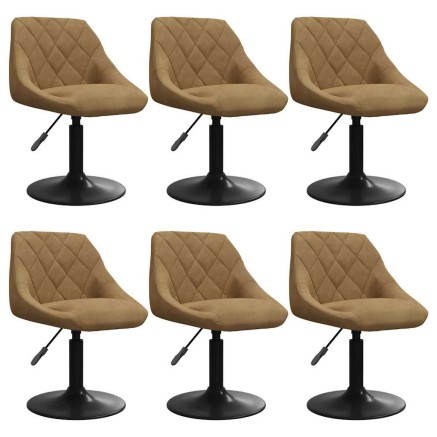 Chaises pivotantes à manger lot de 6 marron velours 2