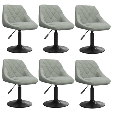 Chaises pivotantes à manger lot de 6 gris clair velours