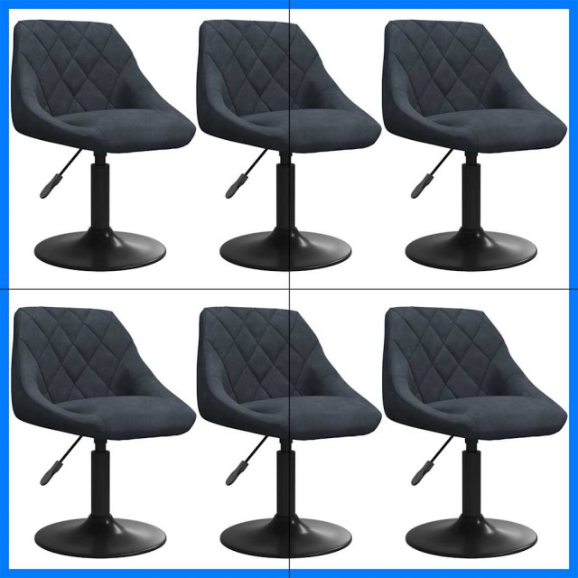 Chaises pivotantes à manger lot de 6 gris foncé velours