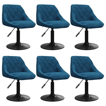 Chaises pivotantes à manger lot de 6 bleu velours 2