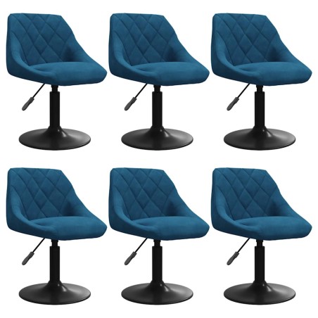 Chaises pivotantes à manger lot de 6 bleu velours