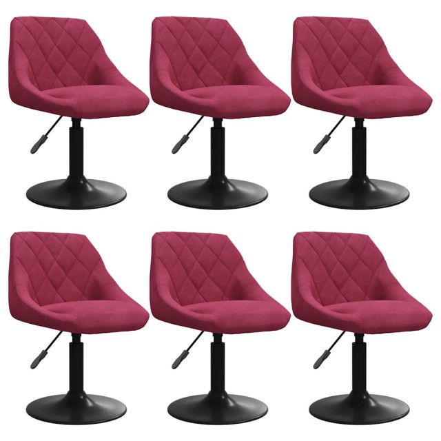 Chaises à manger pivotantes lot de 6 rouge bordeaux velours