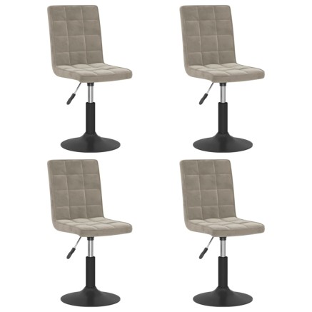 Chaises pivotantes à manger lot de 4 gris clair velours 2
