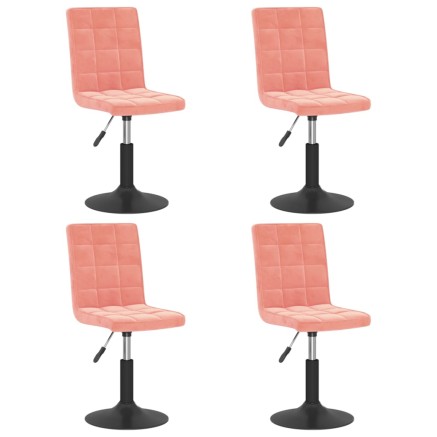 Chaises pivotantes à manger lot de 4 rose velours 2