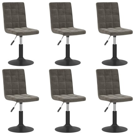 Chaises pivotantes à manger lot de 6 gris foncé velours 2