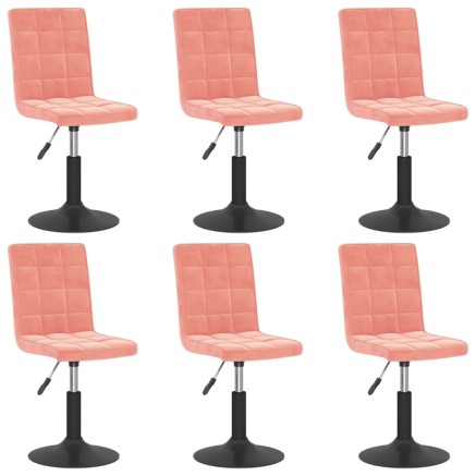 Chaises pivotantes à manger lot de 6 rose velours 2