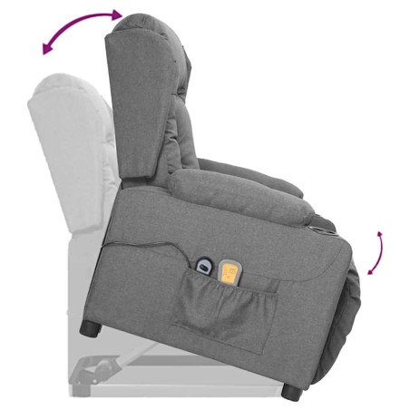 Fauteuil de massage inclinable Gris clair Tissu
