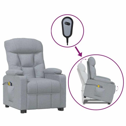 Fauteuil de massage inclinable Gris clair Tissu 2