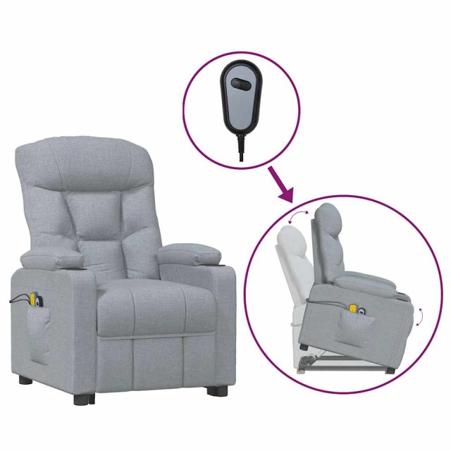 Fauteuil de massage inclinable Gris clair Tissu