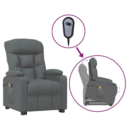 Fauteuil de massage inclinable Gris foncé Tissu 2