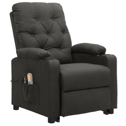 Fauteuil de massage inclinable Gris foncé Tissu 2