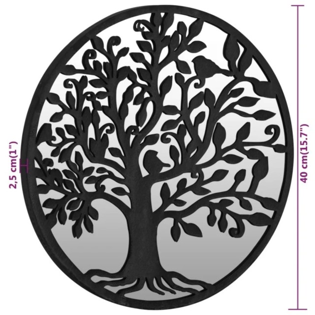 Miroir Noir 40x2,5 cm Fer pour utilisation à l'intérieur