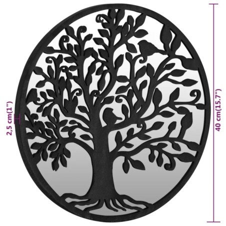 Miroir Noir 40x2,5 cm Fer pour utilisation à l'intérieur