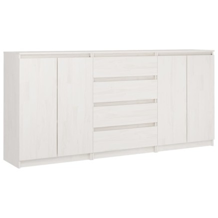 Armoires latérales 3 pcs blanc Bois de pin massif 2