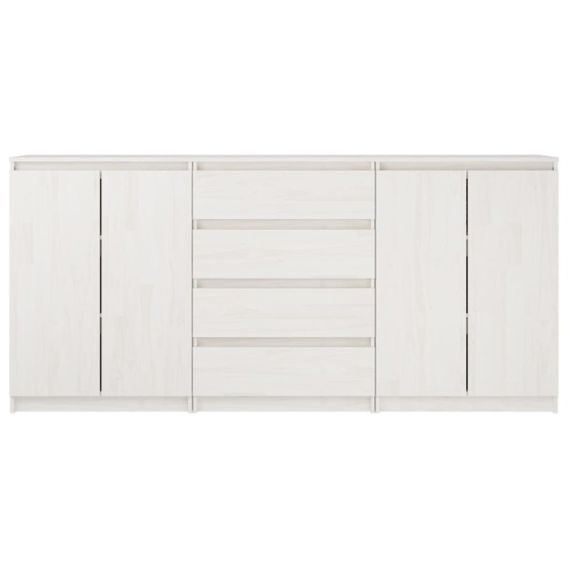 Armoires latérales 3 pcs blanc Bois de pin massif