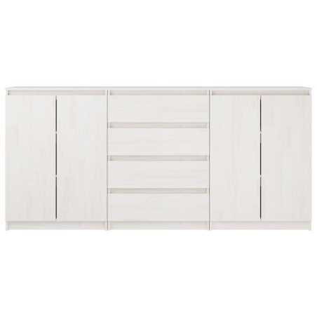 Armoires latérales 3 pcs blanc Bois de pin massif
