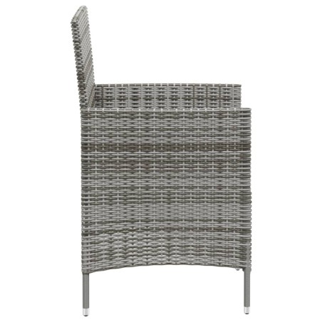 Ensemble à manger d'extérieur 3pcs coussins gris résine tressée