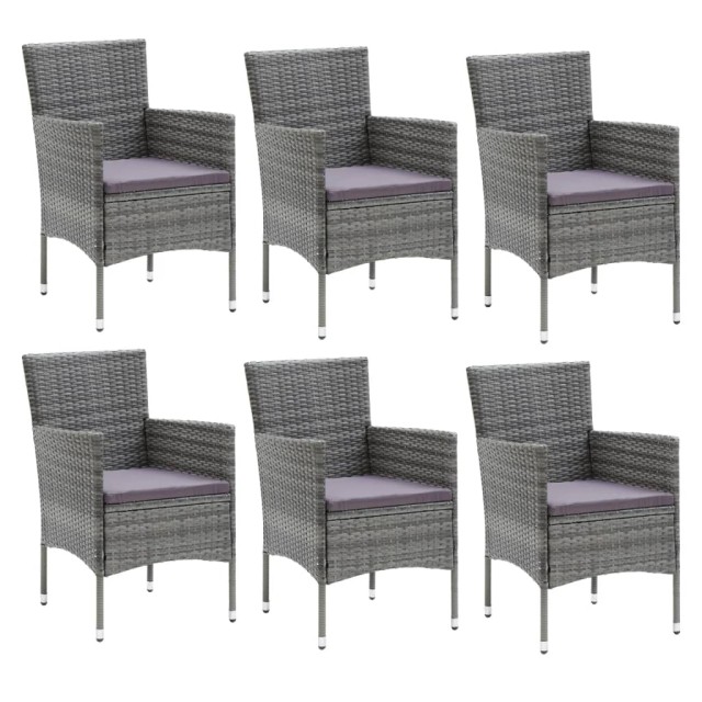 Ensemble à manger de jardin coussins 7pcs Résine tressée Gris