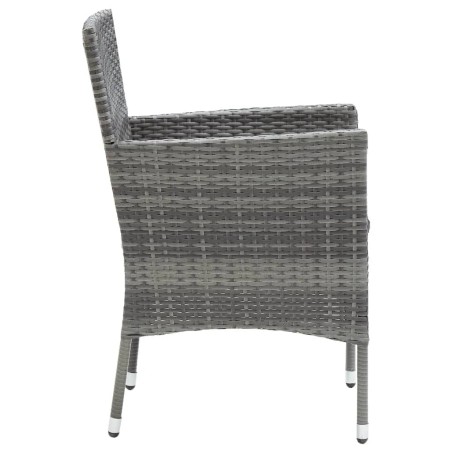 Ensemble à manger de jardin coussins 7pcs Résine tressée Gris