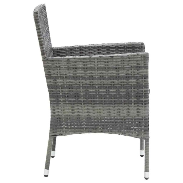 Ensemble à manger de jardin coussins 7pcs Résine tressée Gris