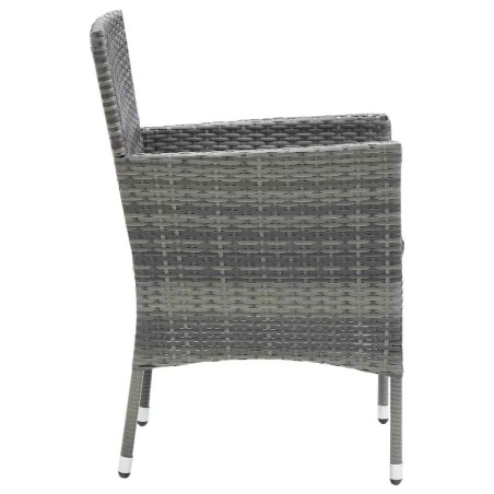 Ensemble à manger de jardin coussins 7pcs Résine tressée Gris