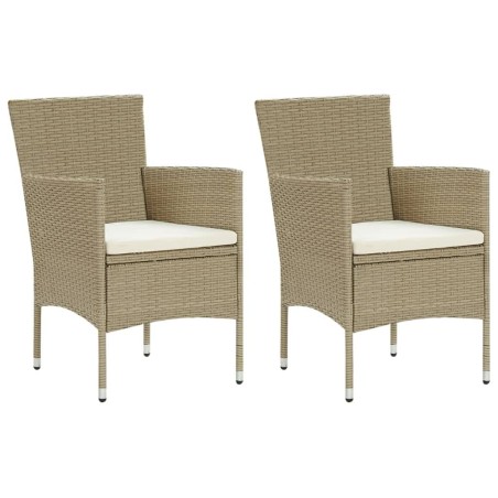 Ensemble à manger de jardin et coussins 3 pcs Poly rotin Beige