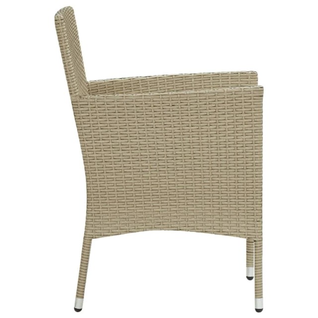 Ensemble à manger de jardin et coussins 3 pcs Poly rotin Beige