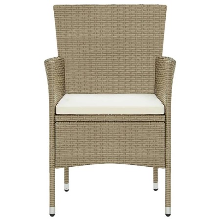 Ensemble à manger de jardin et coussins 5 pcs Poly rotin Beige