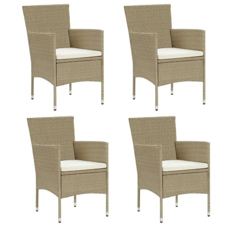 Ensemble à manger de jardin et coussins 5 pcs Poly rotin Beige