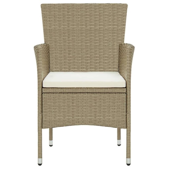 Ensemble à manger de jardin et coussins 5 pcs Poly rotin Beige