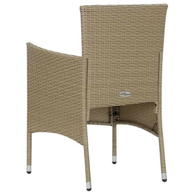 Ensemble à manger de jardin et coussins 5 pcs Poly rotin Beige
