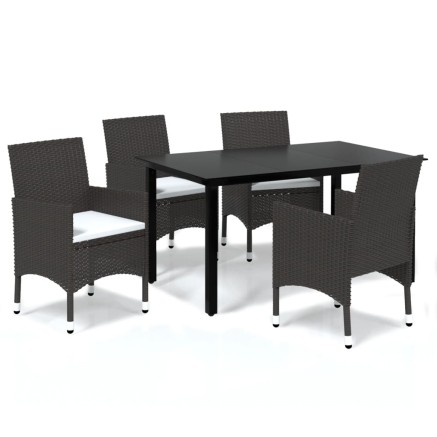 Ensemble à manger de jardin et coussins 5 pcs Poly rotin Marron 2