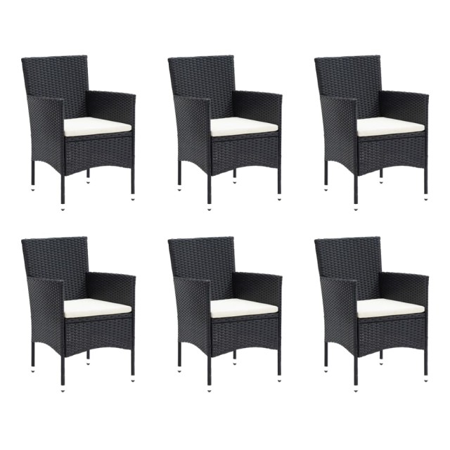 Ensemble à manger de jardin coussins 7pcs Résine tressée Noir