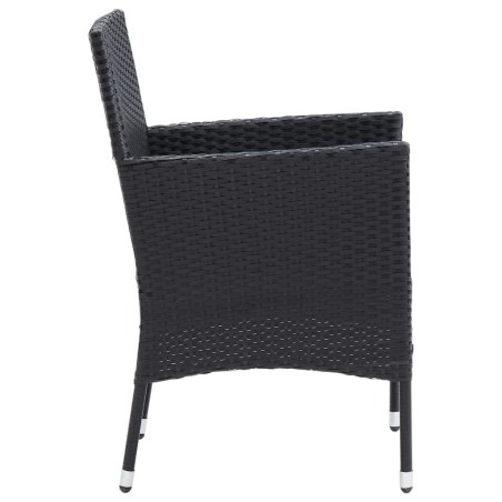 Ensemble à manger de jardin coussins 7pcs Résine tressée Noir