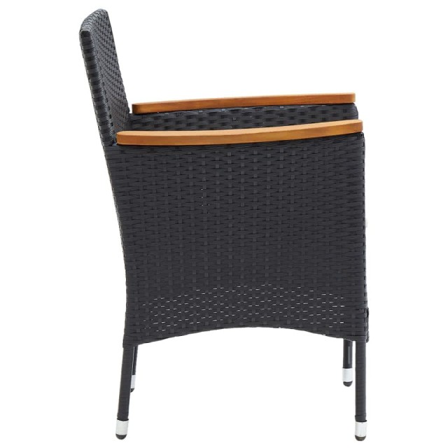 Ensemble à dîner de jardin avec coussins 5 pcs poly rotin noir