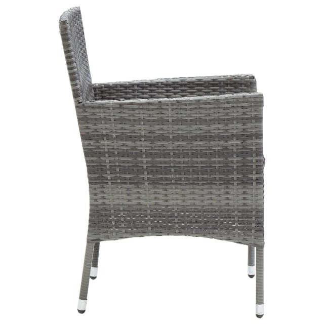 Ensemble à manger de jardin coussins 3pcs Résine tressée Gris