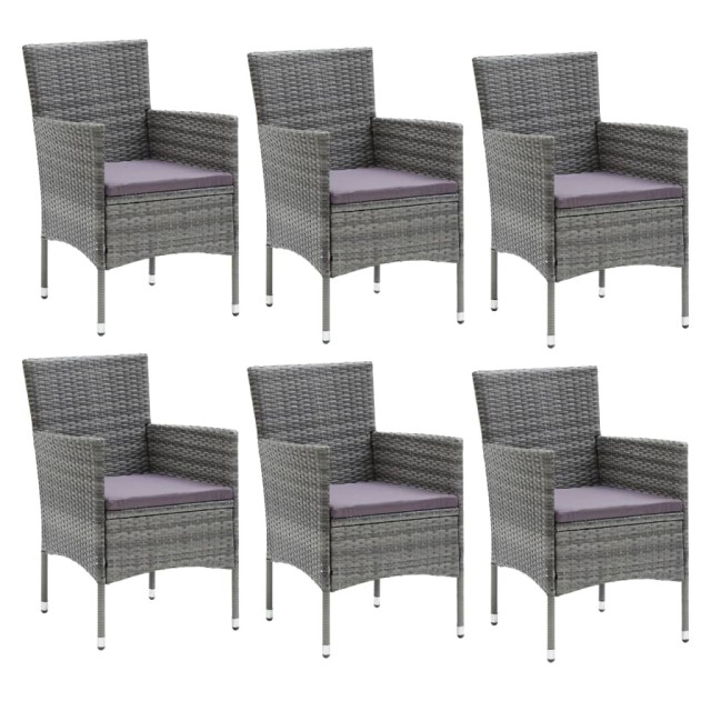 Ensemble à manger de jardin coussins 7pcs Résine tressée Gris