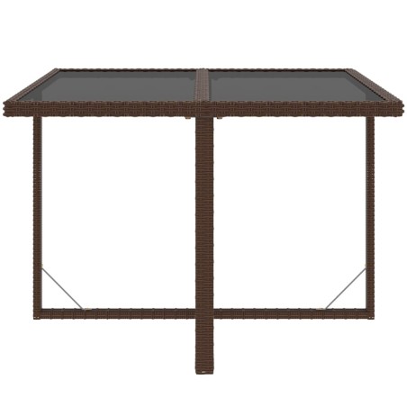 Ensemble à manger de jardin et coussins 9 pcs Poly rotin Marron